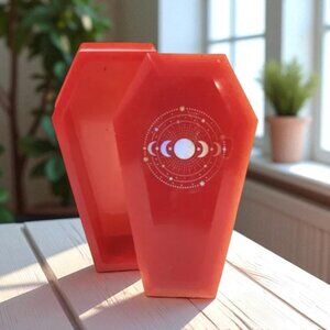 Resin Coffin with Lid Stash Jar Red